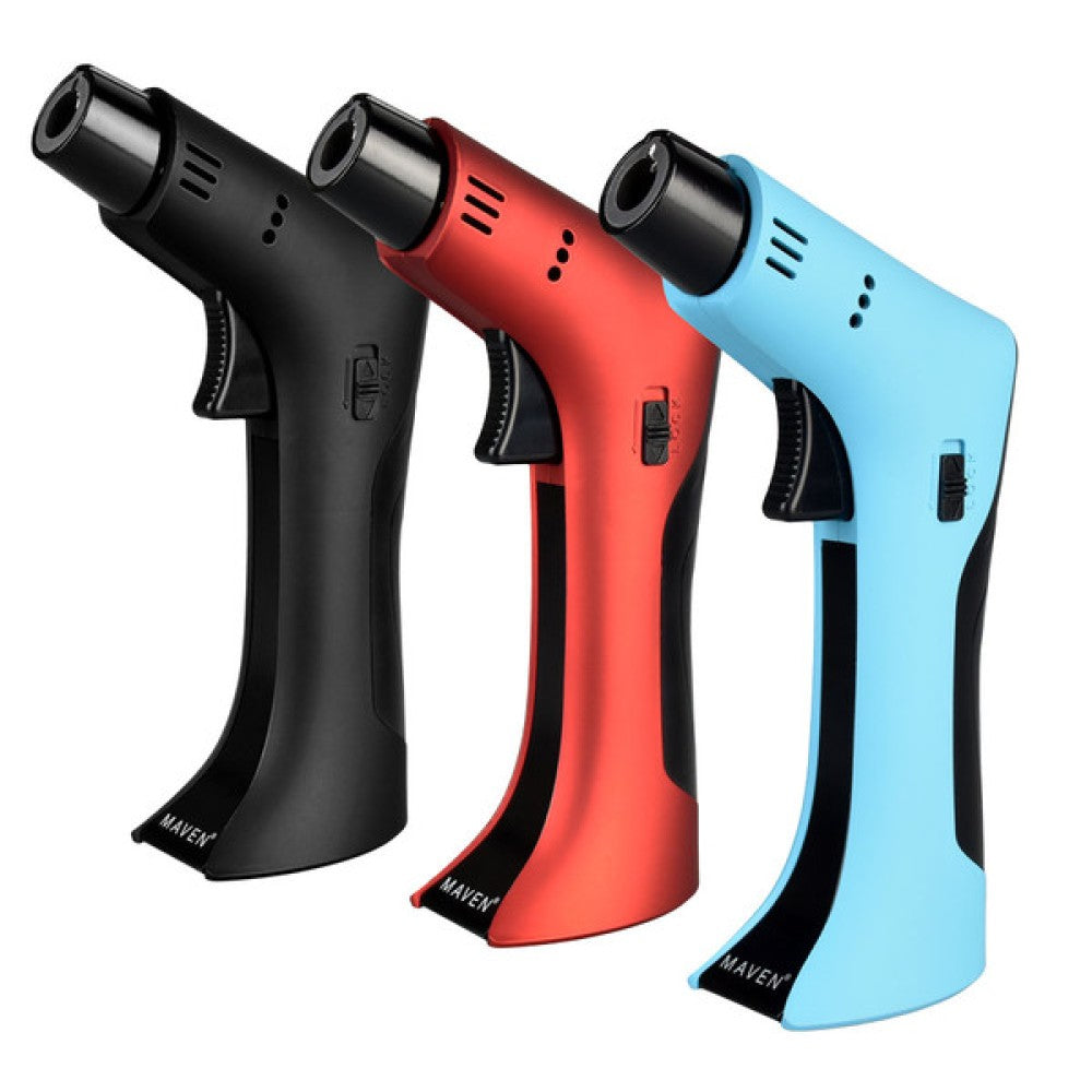 Maven Thunder windproof torch lighter with powerful refillable flame and durable portable metal design.