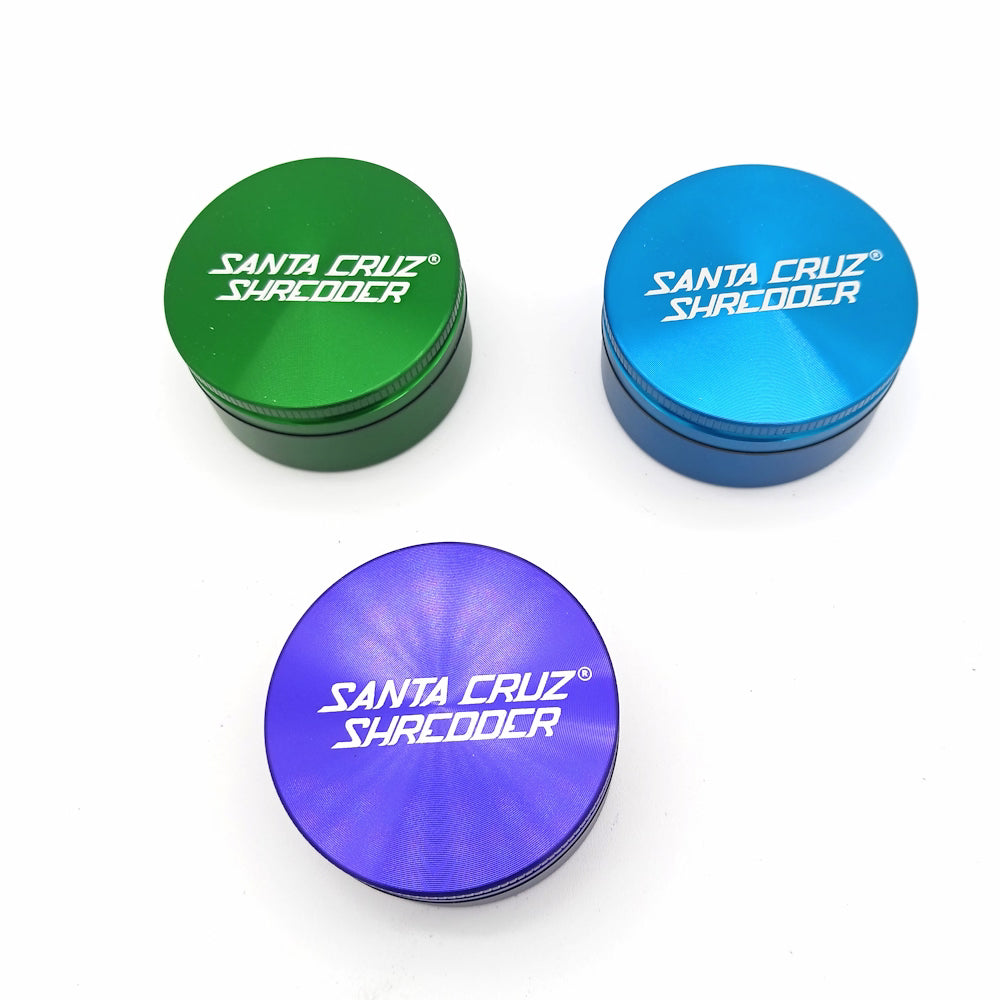 Medium size 2 Part aluminium grinder Santa Cruz Shredder style with strong build, precision teeth, and lightweight durable grinding design.
