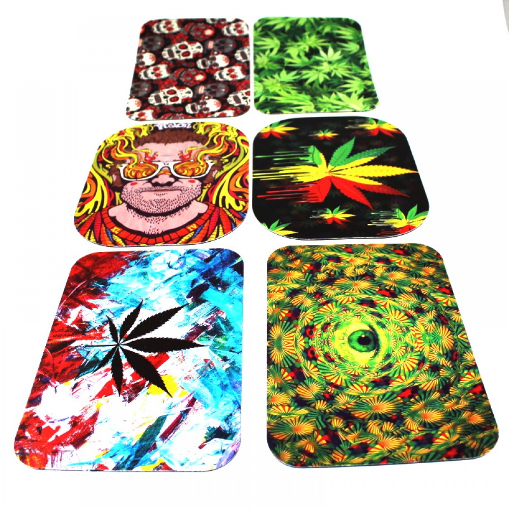 Metal rolling tray with art lid and two piece magnetic design, durable and stylish storage tray for daily use.