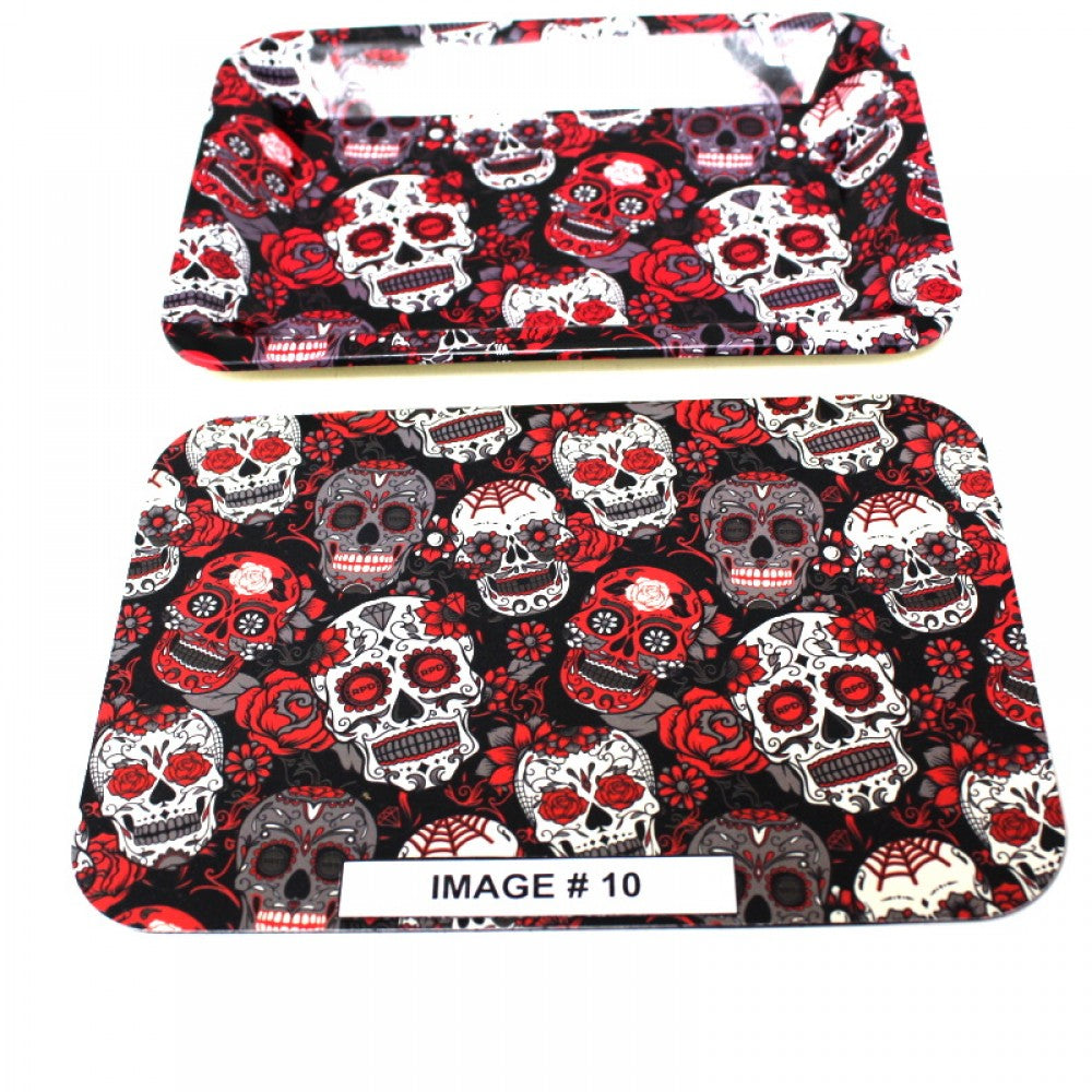 Metal tray with art design and magnetic two piece set, durable and stylish storage tray for daily use.