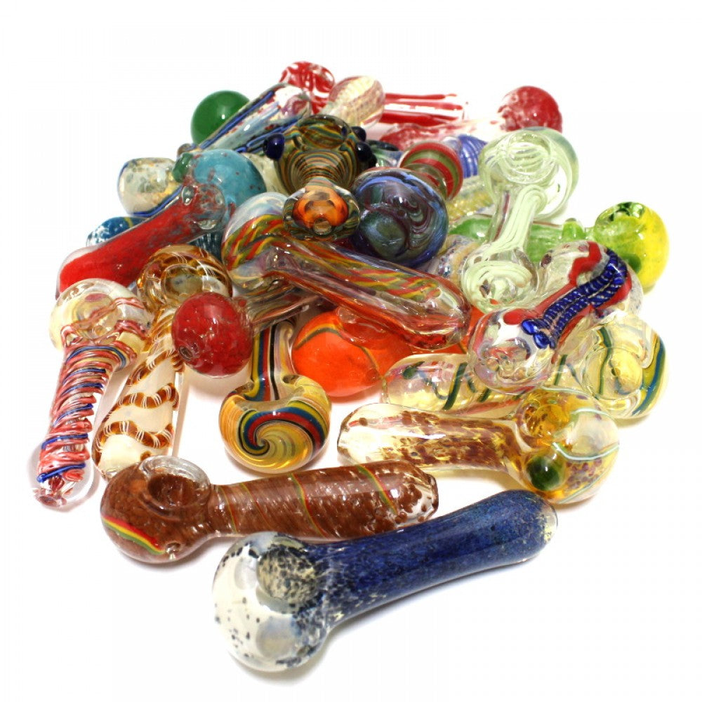 Mixed And Match Multi Color Heavy Duty Glass Hand Pipe Assortment 25 Pieces Per Bundle with Durable Glass Construction**