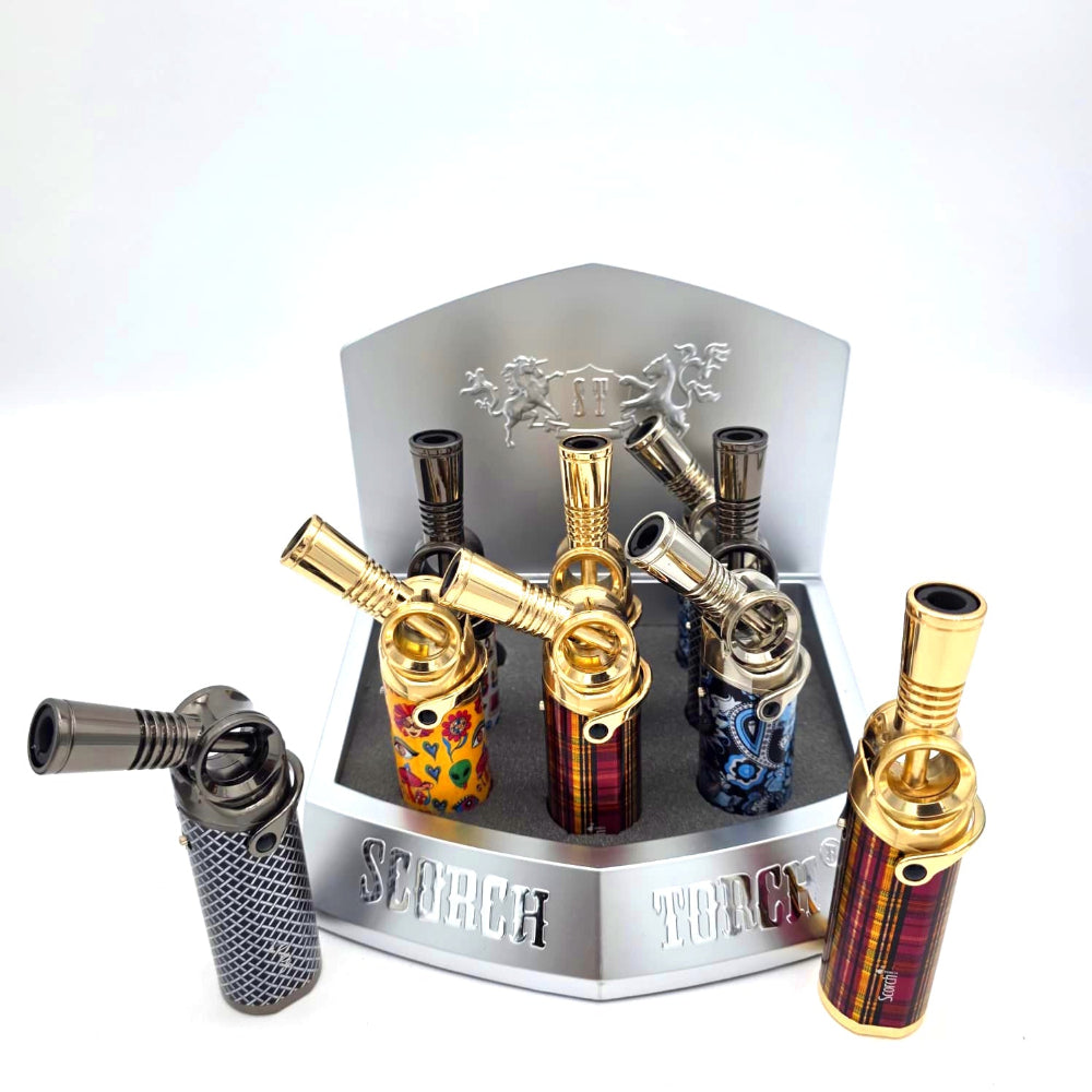Trigger lock Scorch Torch lighter set model 61833 9 pack strong flame torch lighter for reliable use.