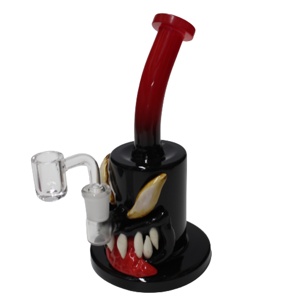 Monster design art dab rig water pipe with 14mm male banger handcrafted glass smoking piece featuring unique artwork and smooth filtration system