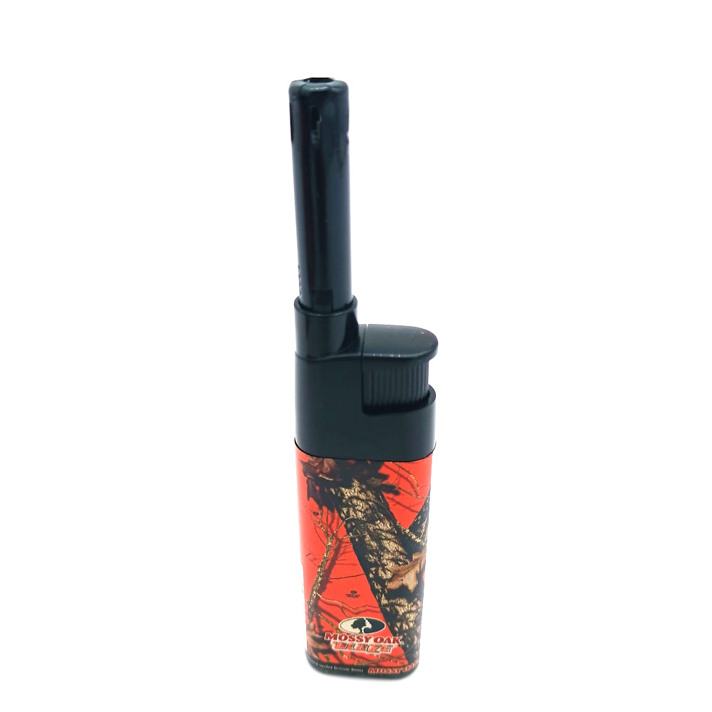 Mossy Oak camo Winlite extended reach fixed flame lighter 50 count box, reliable ignition and wind-resistant performance for outdoor use.