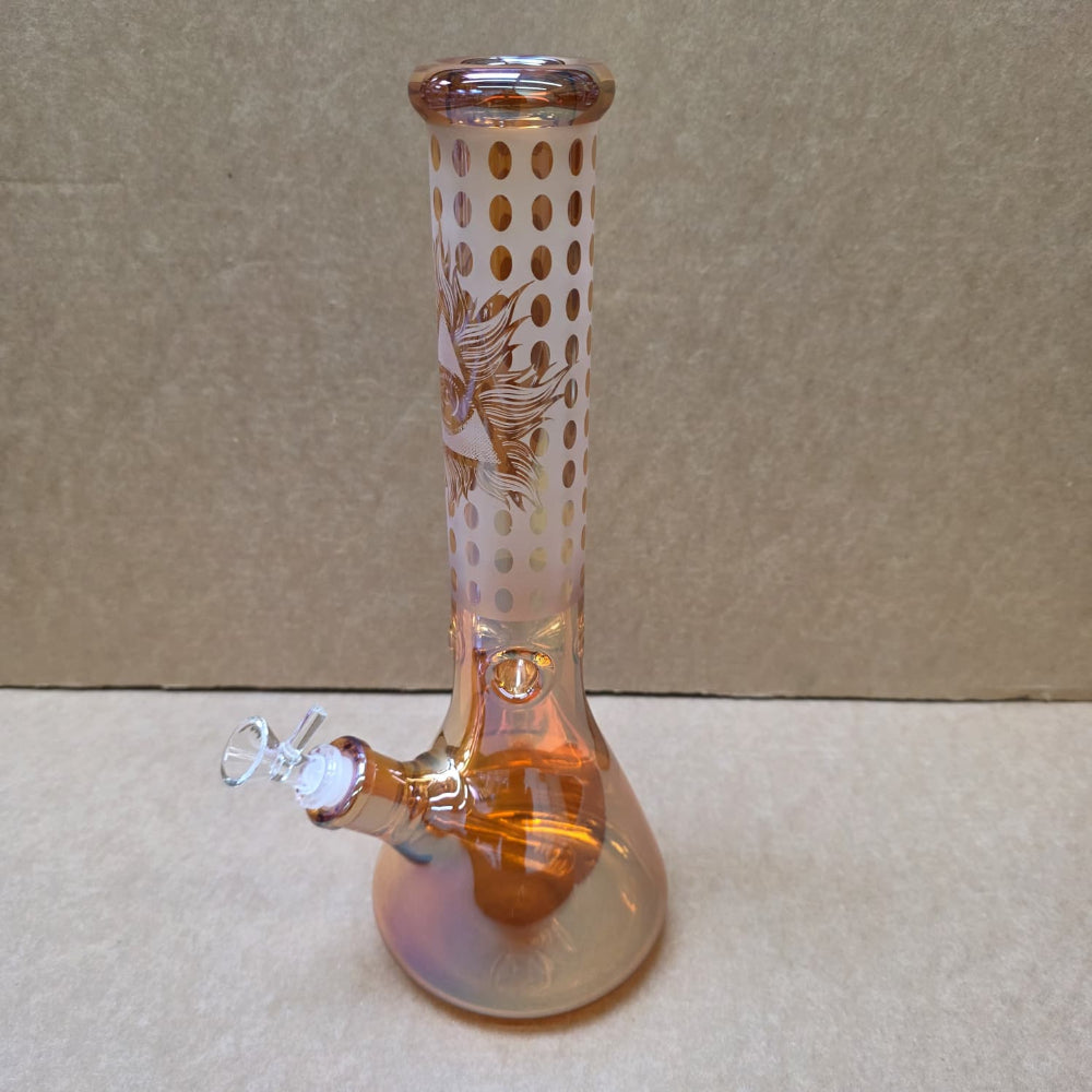 Colorful dotted beaker glass water pipe with 14mm male bowl.