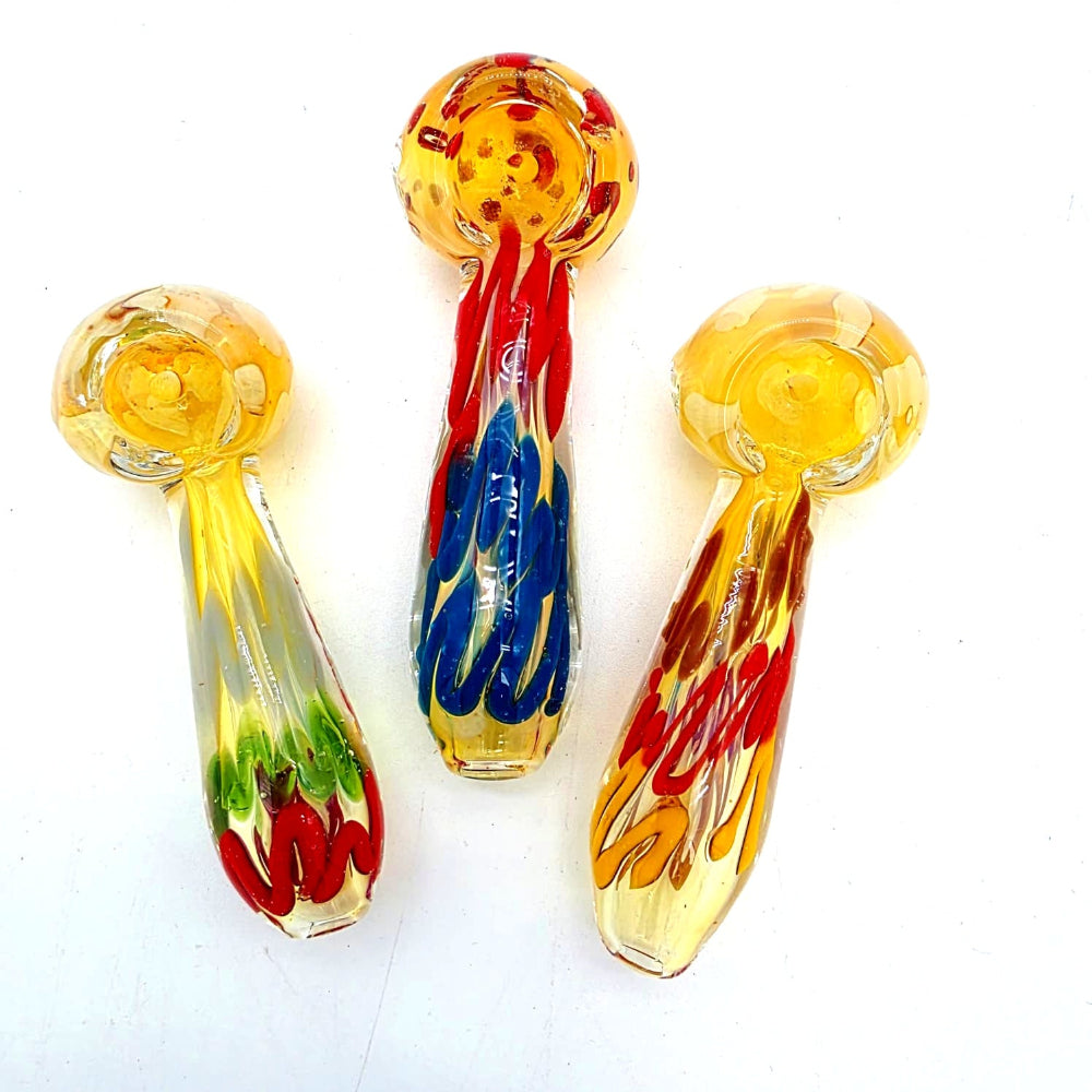 Multi color glass hand pipe with handcrafted vibrant design, durable heat-resistant body, and smooth smoking experience for tobacco or herbal use