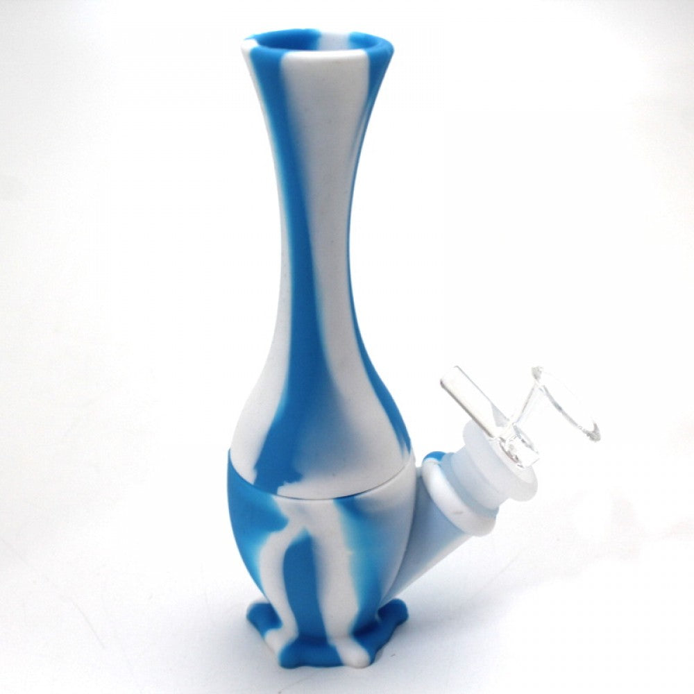 Multi-color silicone 2-part water pipe with 14mm bowl system, featuring a flexible durable body, easy-to-clean design, and smooth water filtration for consistent airflow.