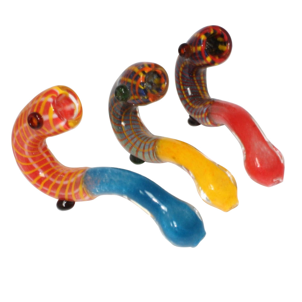 Multi Swirl Color Heavy Duty Sherlock Pipe with Durable Glass Construction and Artistic Handcrafted Design**