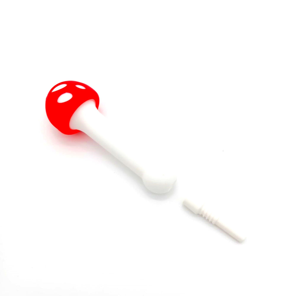 Silicone Mushroom Design NC Kit with 10MM Male Ceramic Nail featuring durable silicone construction, mushroom-themed design, and portable dabbing functionality.