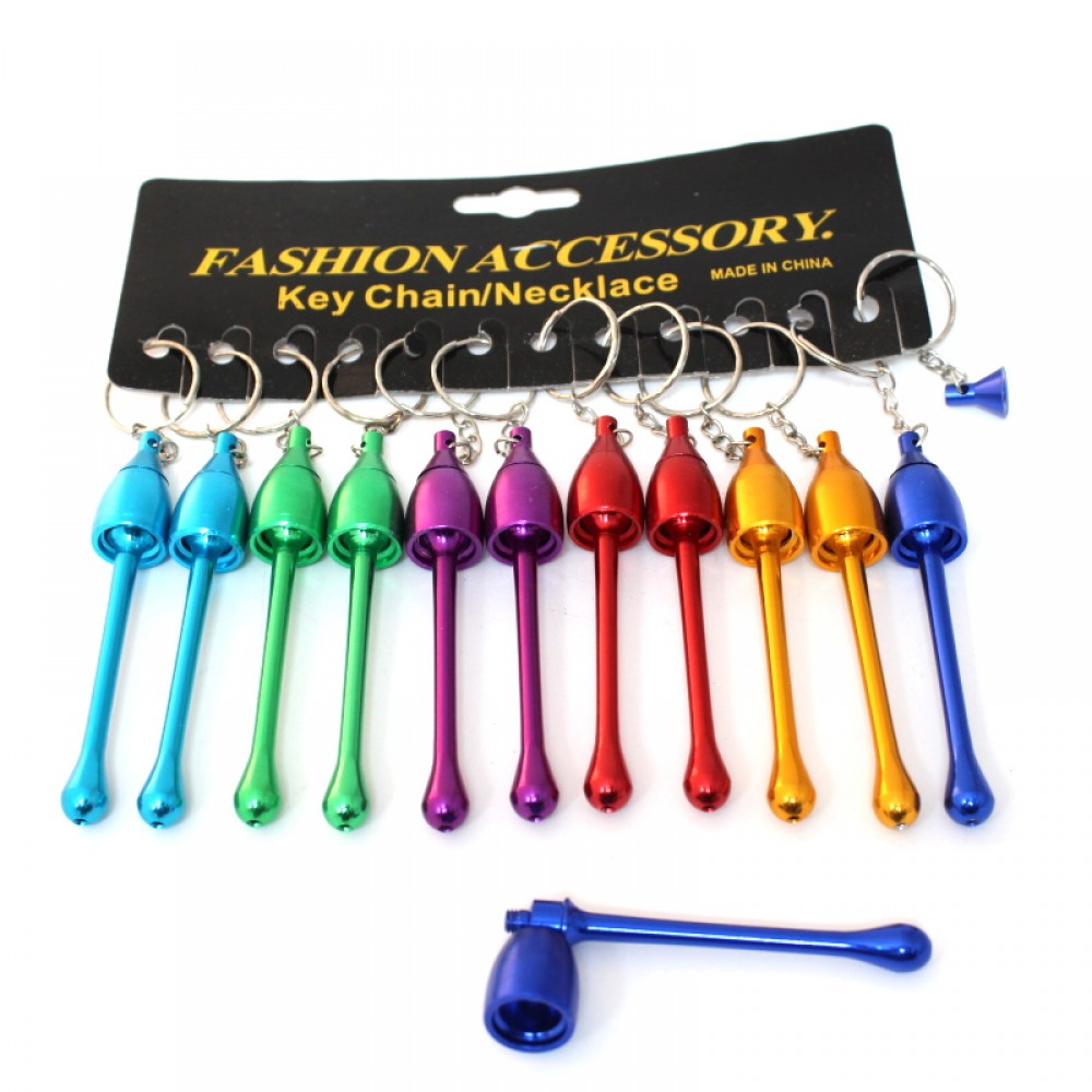 Mushroom Keychain Metal Pipe 12 Per Pack with durable metal construction, compact keychain design, and convenient portable size.