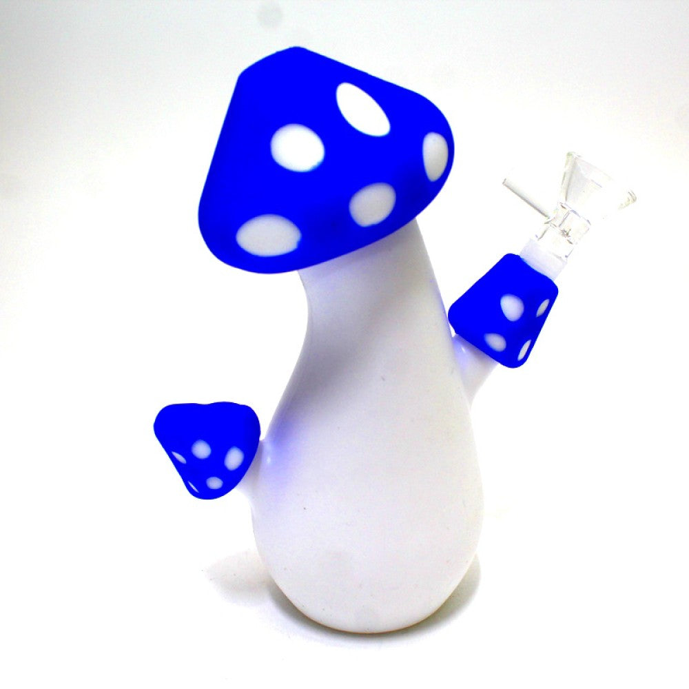 Silicone mushroom shaped water pipe with a unique design, durable construction, and removable bowl for smooth smoking sessions.