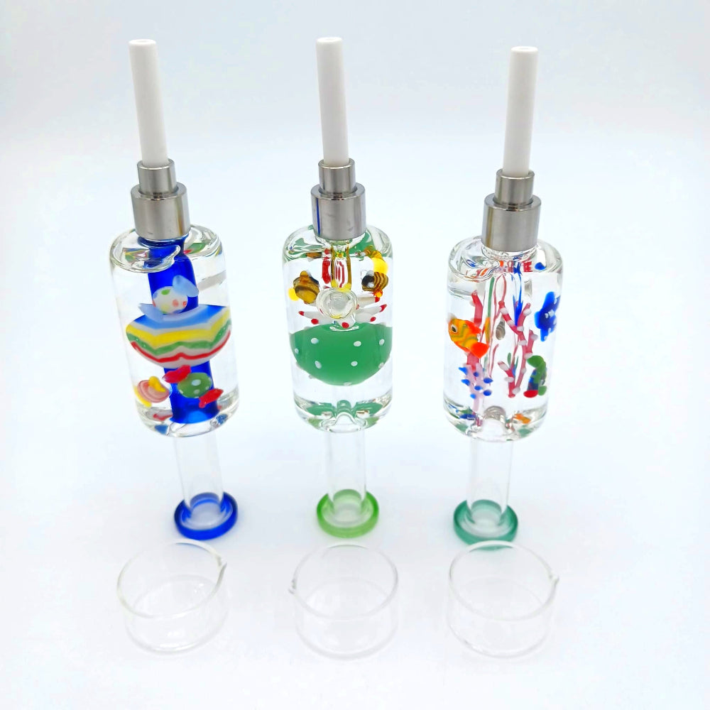 NC kit with liquid filled inner decorated chamber and screw nails, featuring a unique visual effect and durable construction for smooth and reliable usage.