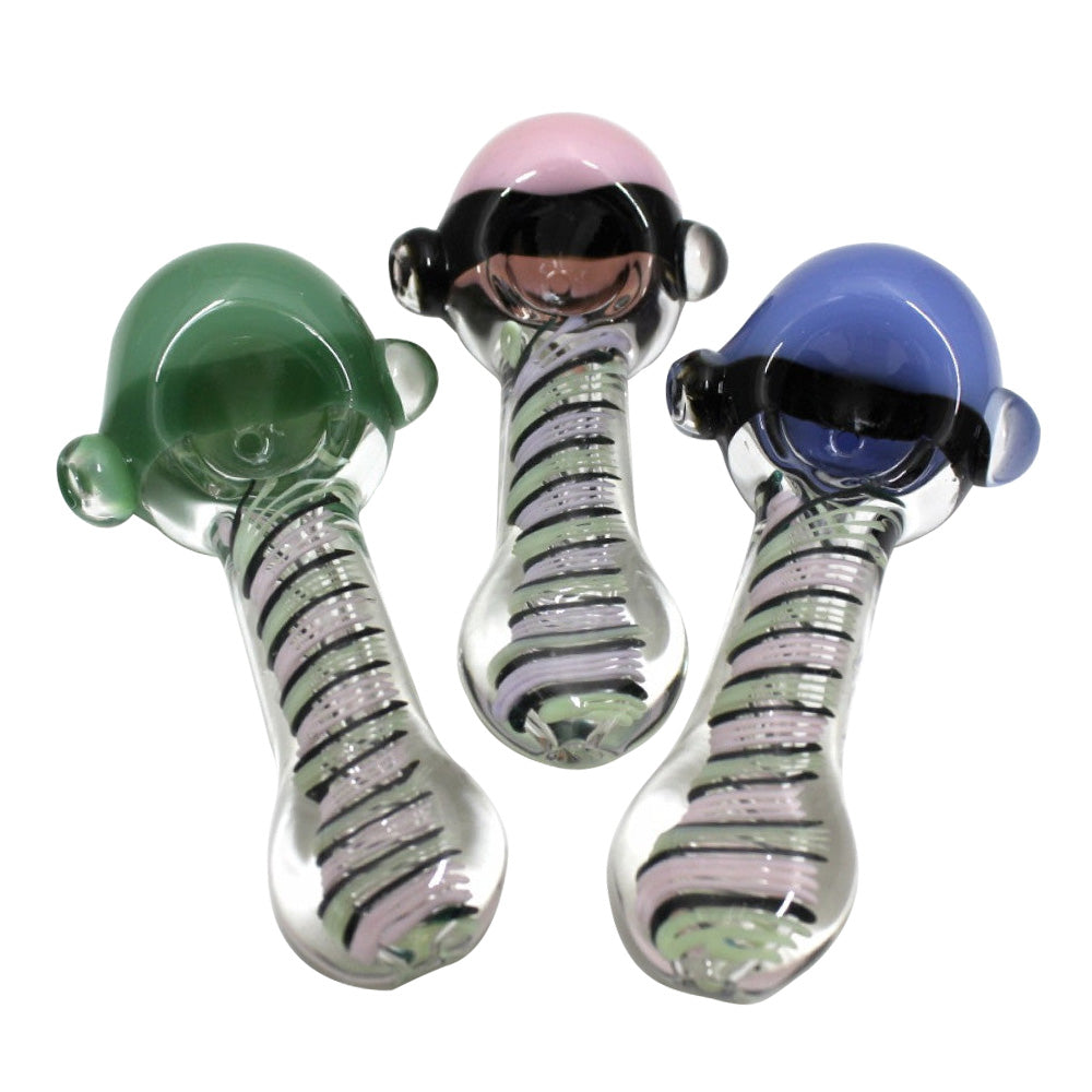 New Color Design Flat Head Heavy Duty Glass Hand Pipe with durable glass construction, colorful accents, and smooth airflow design