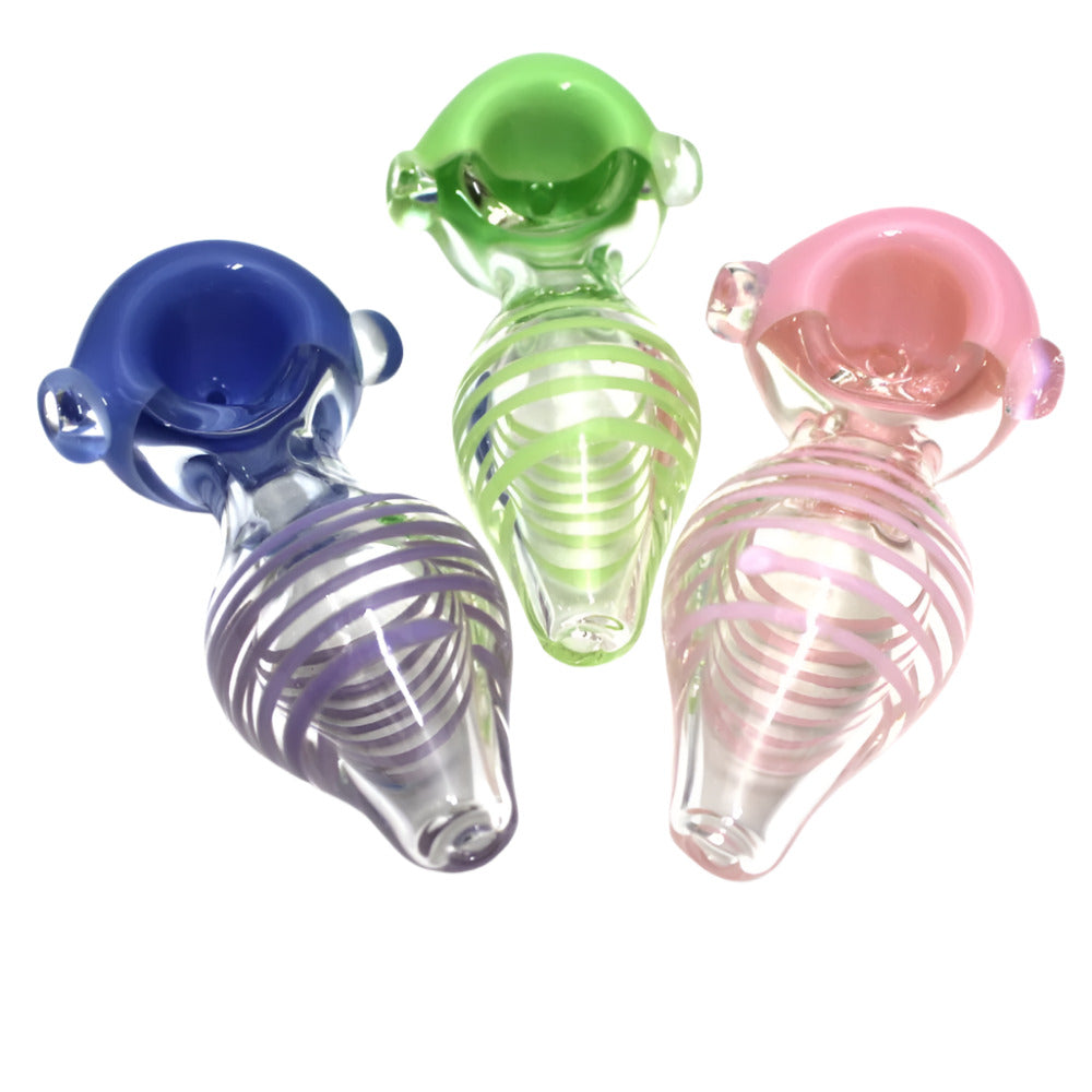 New Color Swirl Design Heavy Duty Glass Hand Pipe with durable glass construction, colorful swirl accents, and smooth airflow design