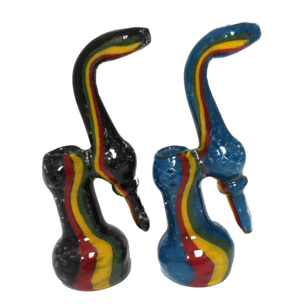 New Rasta Art Color Sherlock Style Heavy Duty Bubbler Large Size with thick glass construction, colorful artwork, and handcrafted detailing.