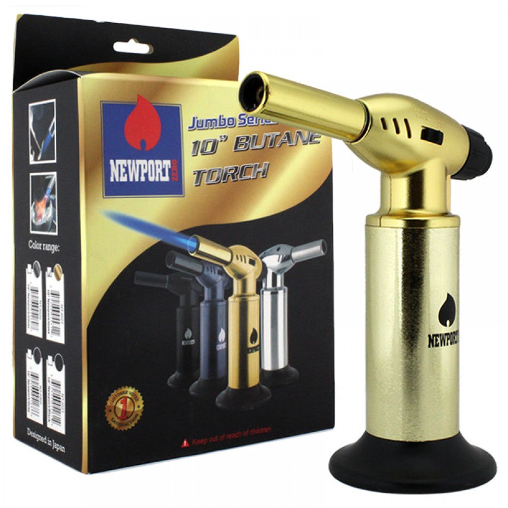 Newport Zero Jumbo Series Torch with powerful flame, adjustable flame control, refillable butane system, and durable ergonomic construction.