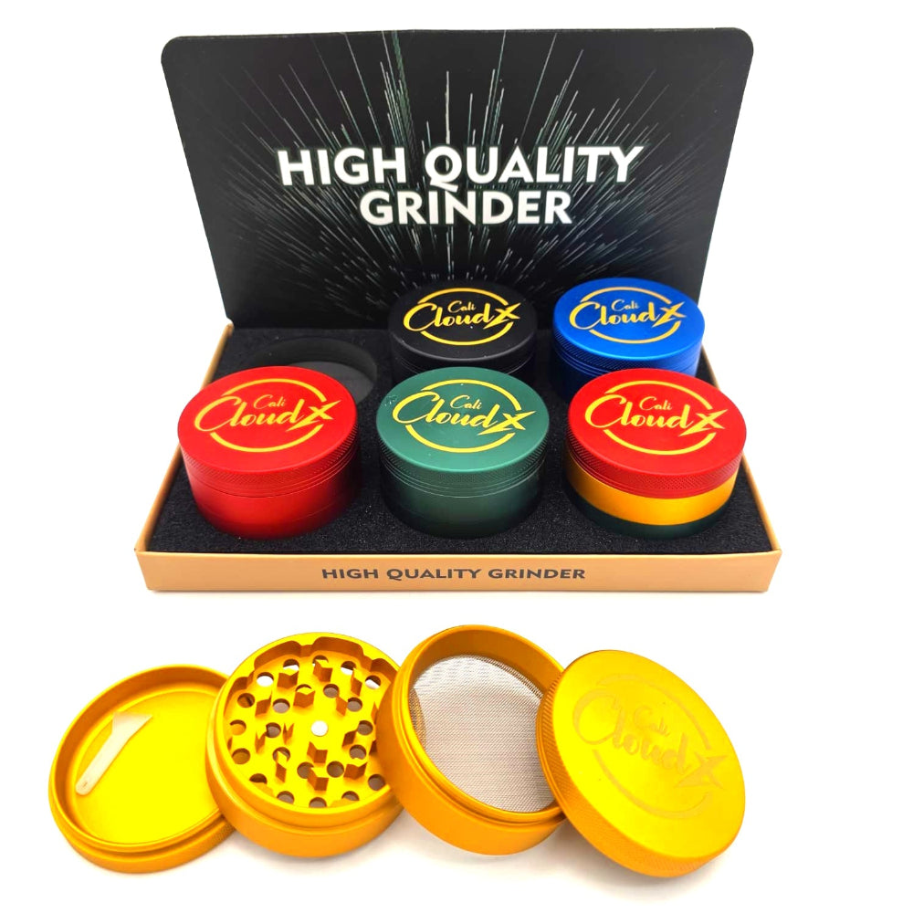 PC06 4 part Cali CloudX high quality 63mm grinder designed for smooth grinding, durable build, and efficient pollen collection.
