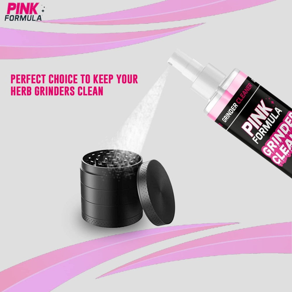 Pink Formula Grinder Cleaner liquid resin remover in bottle form, designed to clean buildup, remove residue, and restore smooth grinder performance.