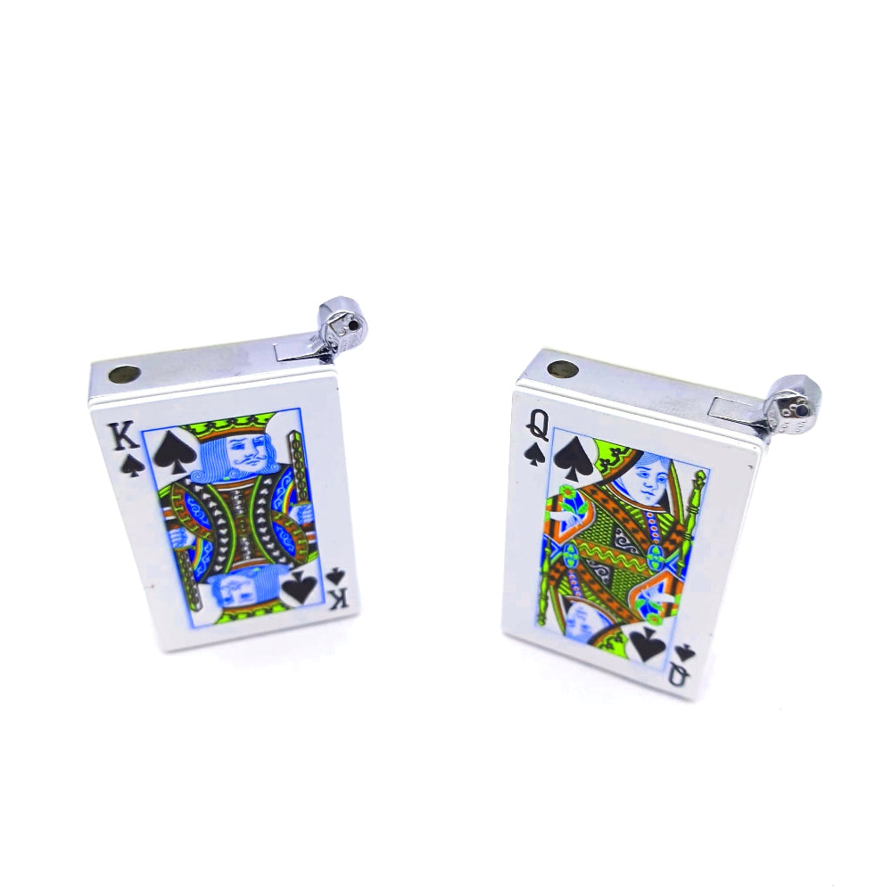 Playing card design Clickit lighter 20-piece display pack featuring portable construction, easy operation, and assorted decorative card-themed designs.