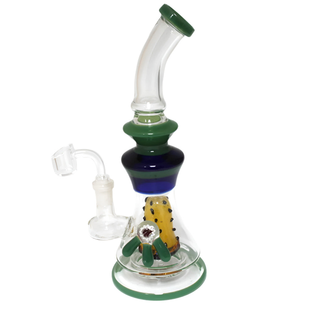 Premium assorted design percolator water pipe with 14mm male banger, offering enhanced filtration, smooth airflow, and durable glass craftsmanship.