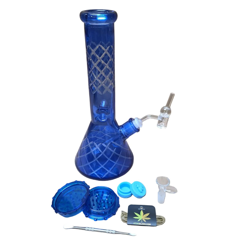 Complete beaker water pipe set in a gift box featuring sturdy glass construction and smooth performance design