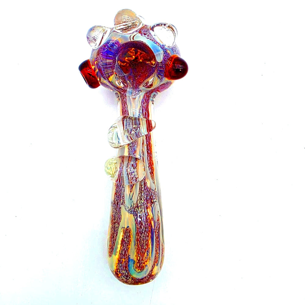 Heavy duty cubed design glass hand pipe crafted from thick durable glass, featuring a stylish cube pattern and smooth airflow for enhanced smoking experience.