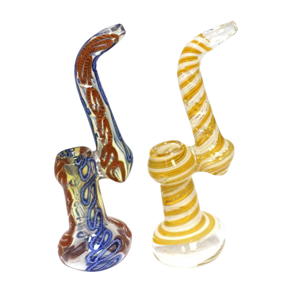 Rasta Art With Blue Purple Color Sherlock Style Bubbler Large Size featuring handcrafted glass construction, vibrant colors, and curved design.