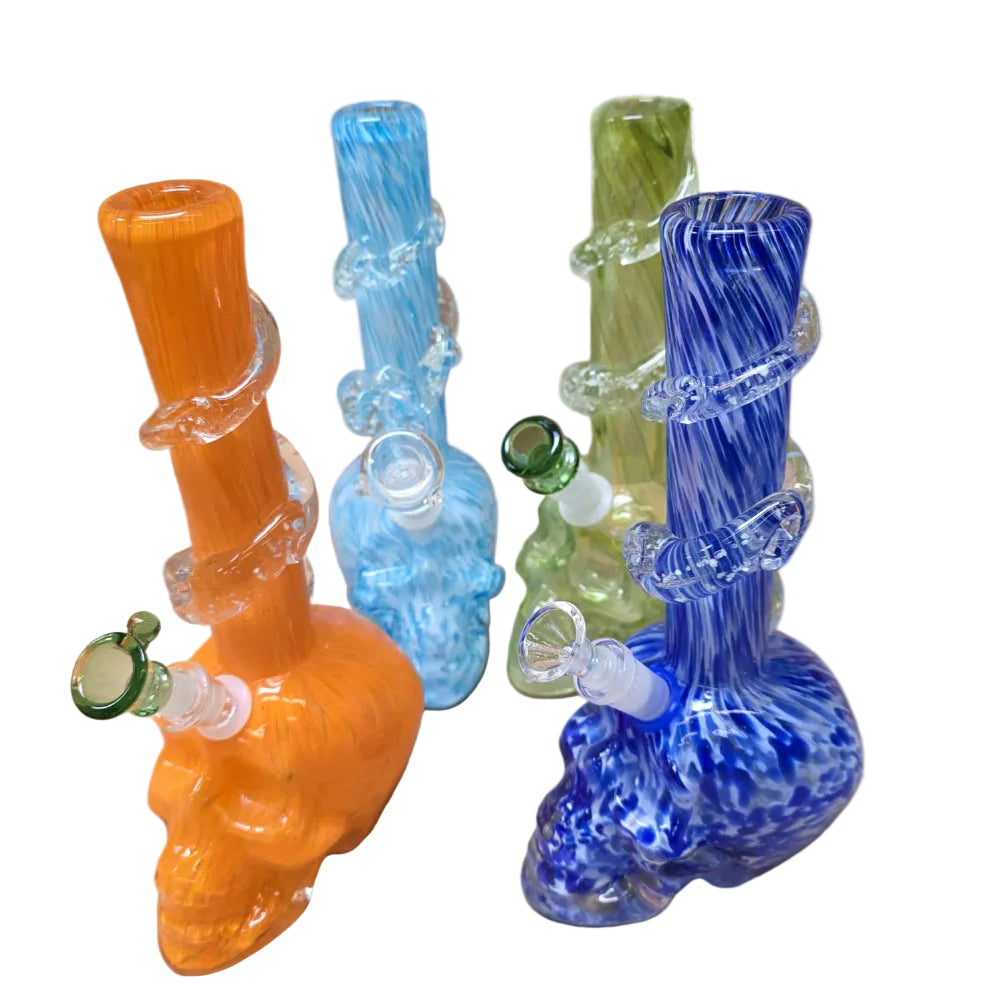 High-quality soft glass skull bong made with durable material and detailed design for both function and display