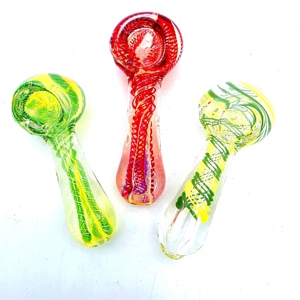 Swirl color glass hand pipe with handcrafted artistic swirl design, durable heat-resistant glass body, and smooth smoking experience for herbal use