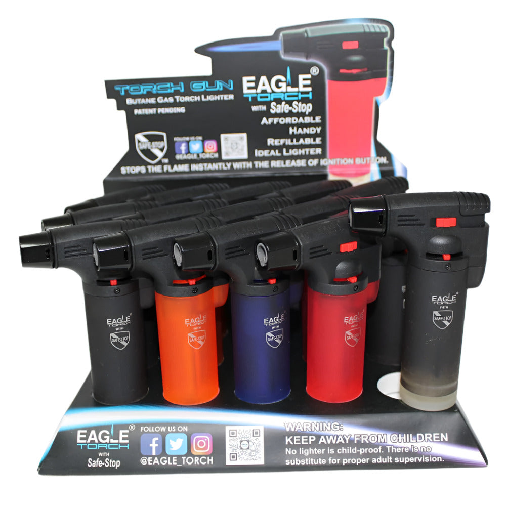 PT101U Eagle torch gun 15 piece display gun-style design strong single flame durable build ergonomic handle for reliable ignition retail and wholesale use.