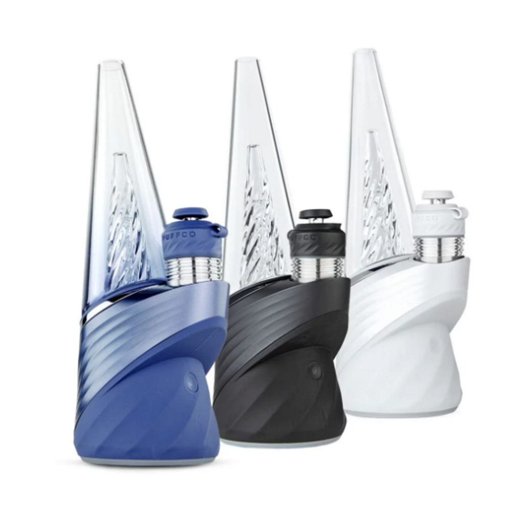 Puffco Peak Pro 3DXL vaporizer available in Onyx, Pearl, and Storm colors with upgraded chamber for smooth vapor, precision heating, and premium performance.