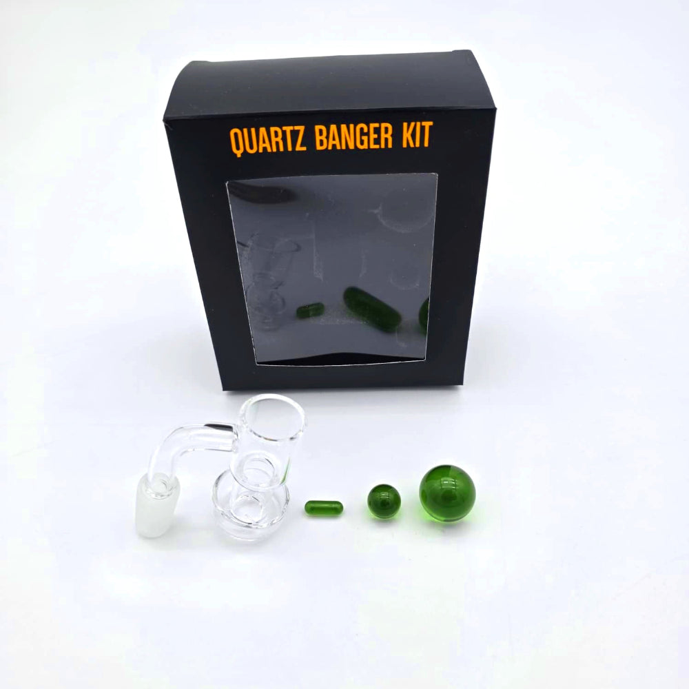 Quartz big base banger with carb cap set and 14mm male joint, high-quality dab kit for efficient heat retention and clean vapor production.