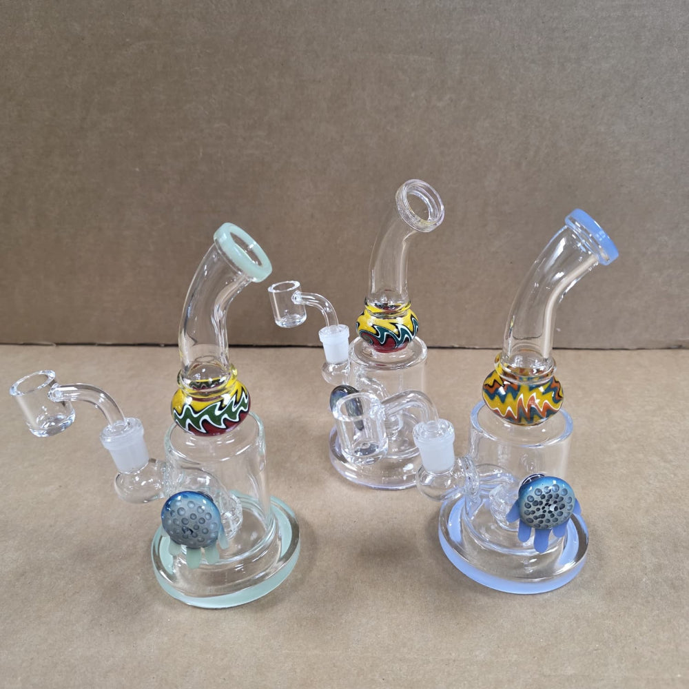 Rainbow Color Glass Dab Rig with 14mm Male Banger for Concentrate Enthusiasts