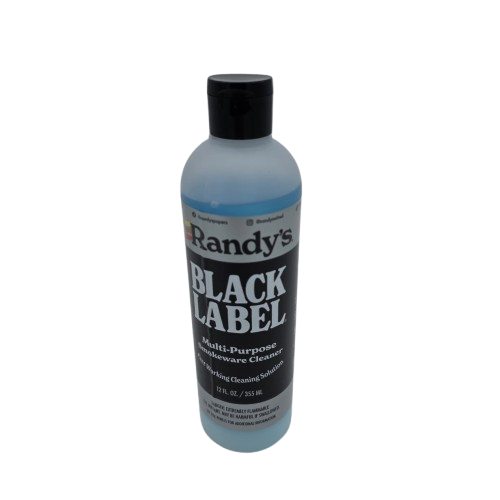 Randy’s Black Label Cleaner 12oz bottle for powerful deep cleaning of glass and smoking accessories
