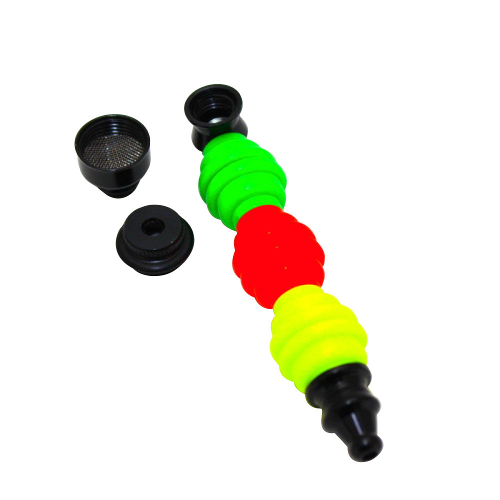 Rasta Color Metal Pipe With Lid featuring durable metal construction, vibrant multicolor finish, secure lid, and portable design.