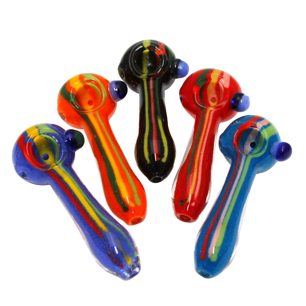 Rasta Liner Color Heavy Duty Glass Hand Pipe with vibrant Rasta accents, durable glass construction, and smooth airflow for everyday use