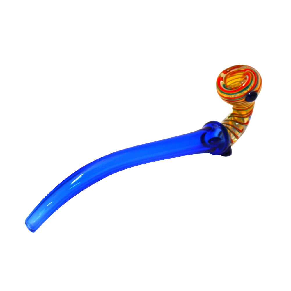 Rasta Swirl Color Head Tube Sherlock pipe featuring a colorful swirl design, durable glass construction, and classic Sherlock shape for a comfortable smoking experience.