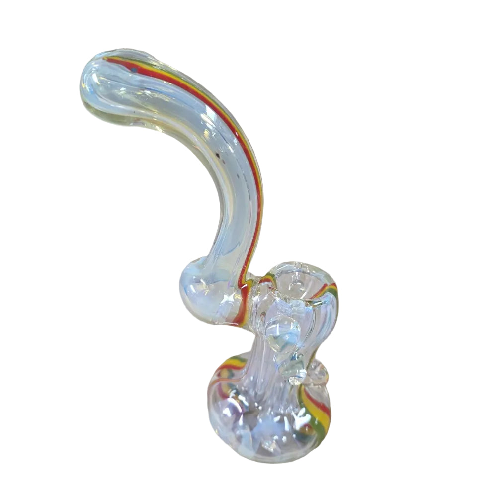 Gold fumed sherlock style bubbler with rasta color swirl design heavy duty glass for smooth airflow
