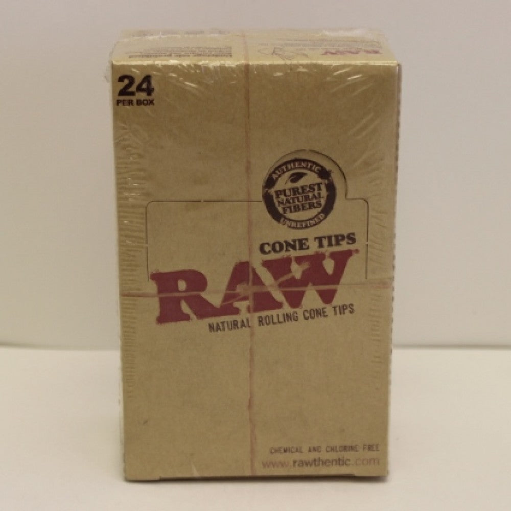 RAW Cone Tips 24 Count pack featuring premium pre-cut rolling tips designed for stability, airflow, and convenient rolling.