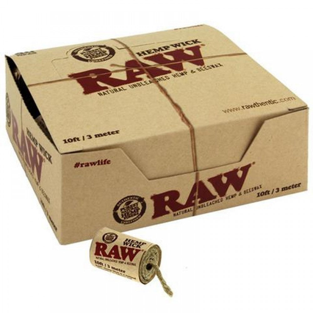 RAW Hemp Wick 10 ft (3 meters) made from organic hemp fibers, clean-burning natural fire starter, 40 rolls per pack.