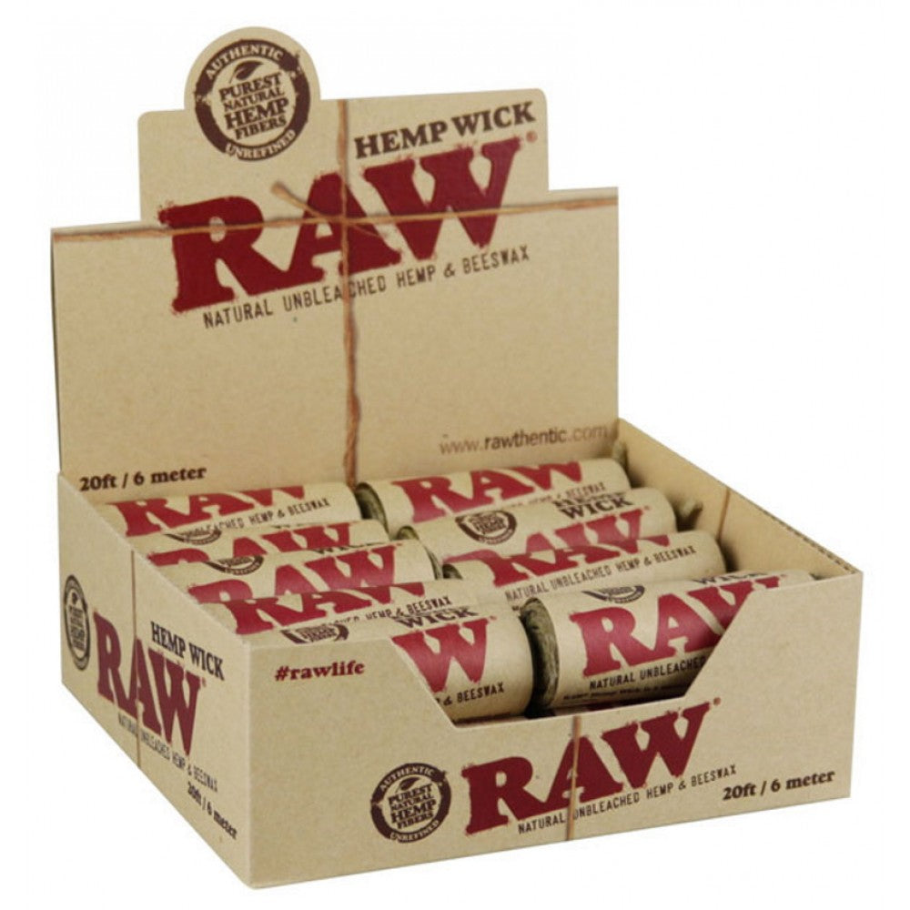 RAW Hemp Wick 20 ft (6 meter) made from organic hemp fibers, clean-burning natural fire starter, 20 rolls per pack.