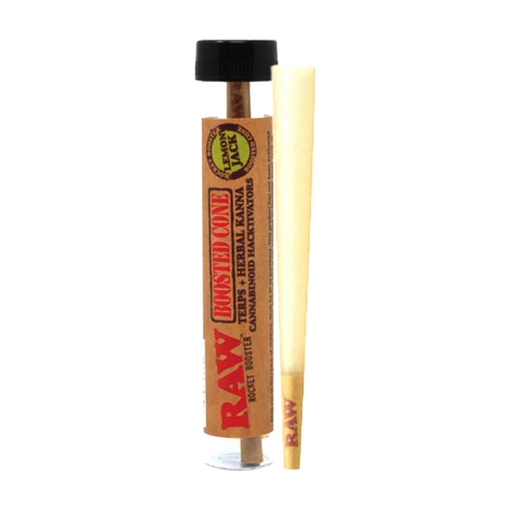 RAW Rocket Booster King Size Cones 12ct display featuring ready-to-use pre-rolled cones, premium paper construction, and convenient retail packaging.