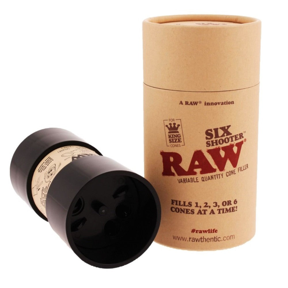 RAW Six Shooter King Size Cones filling device designed for quick, easy, and consistent filling of multiple king size cones.