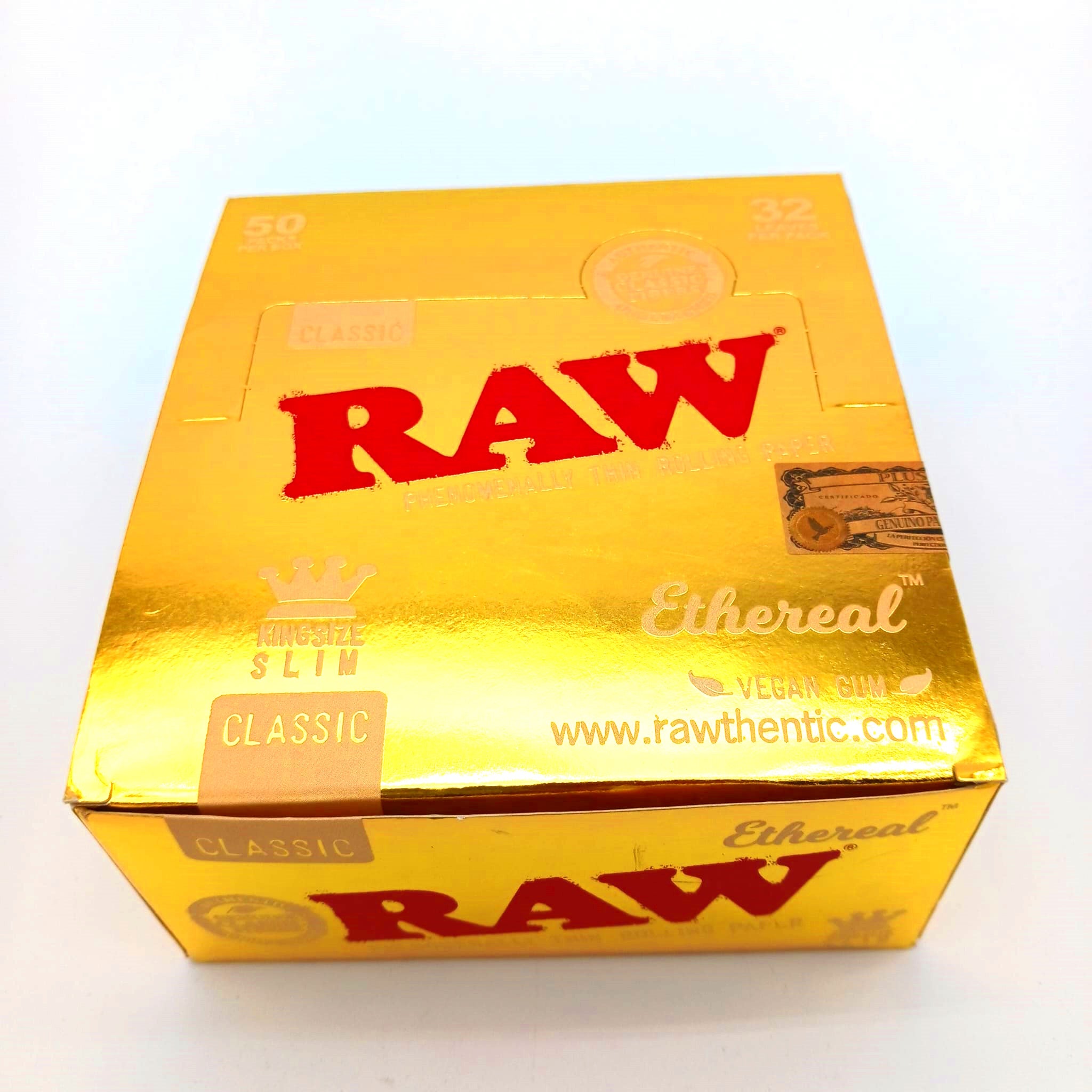 Raw Ethereal Gold King Size Slim Paper 50 Packs Per Box