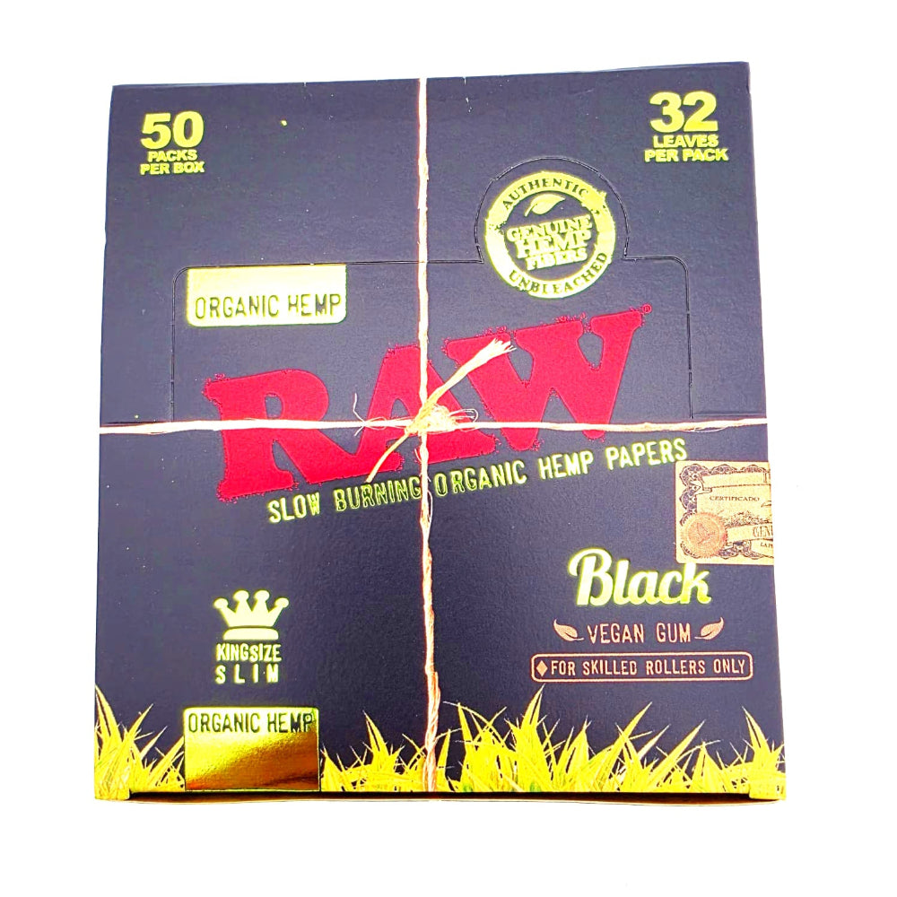 Raw organic hemp black king size slim size 50 per box