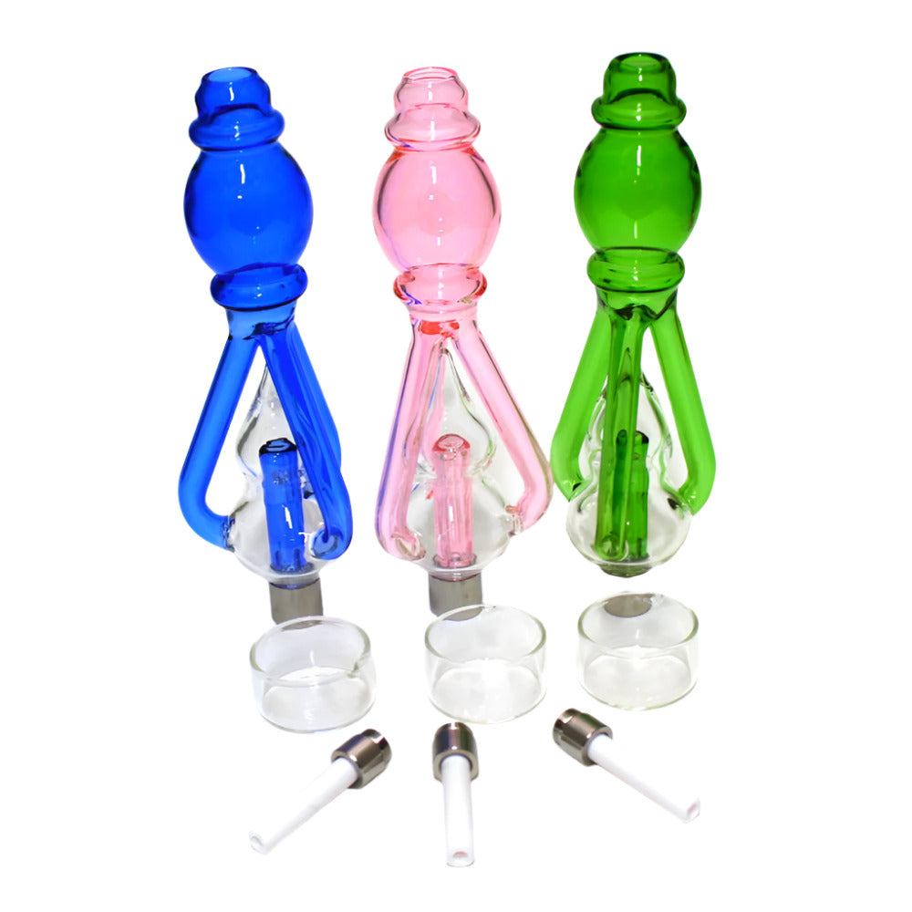 Recycler glass straw collector kit with ceramic tip and bowl, durable heat-resistant design for smooth and efficient dabbing performance.