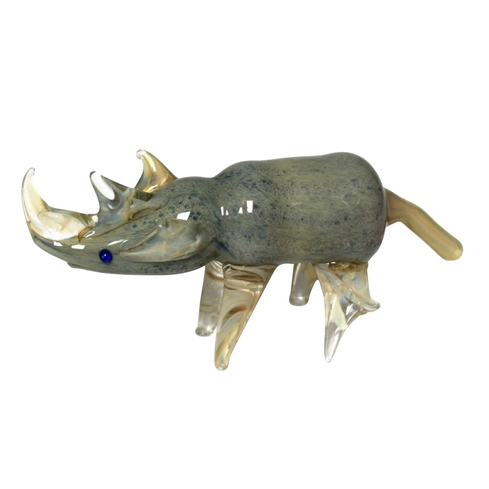 Rhino Glass Hand Pipe with Artistic Rhino Shape Design and Durable Borosilicate Glass Construction**