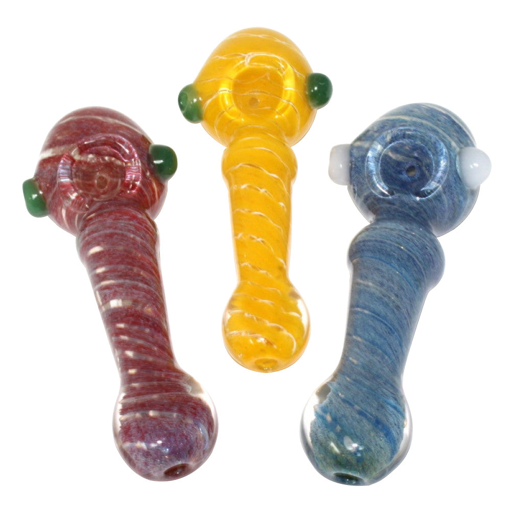 Ribbon Design Assorted Color Heavy Duty Glass Pipe with vibrant color accents, durable glass construction, and smooth airflow for everyday use