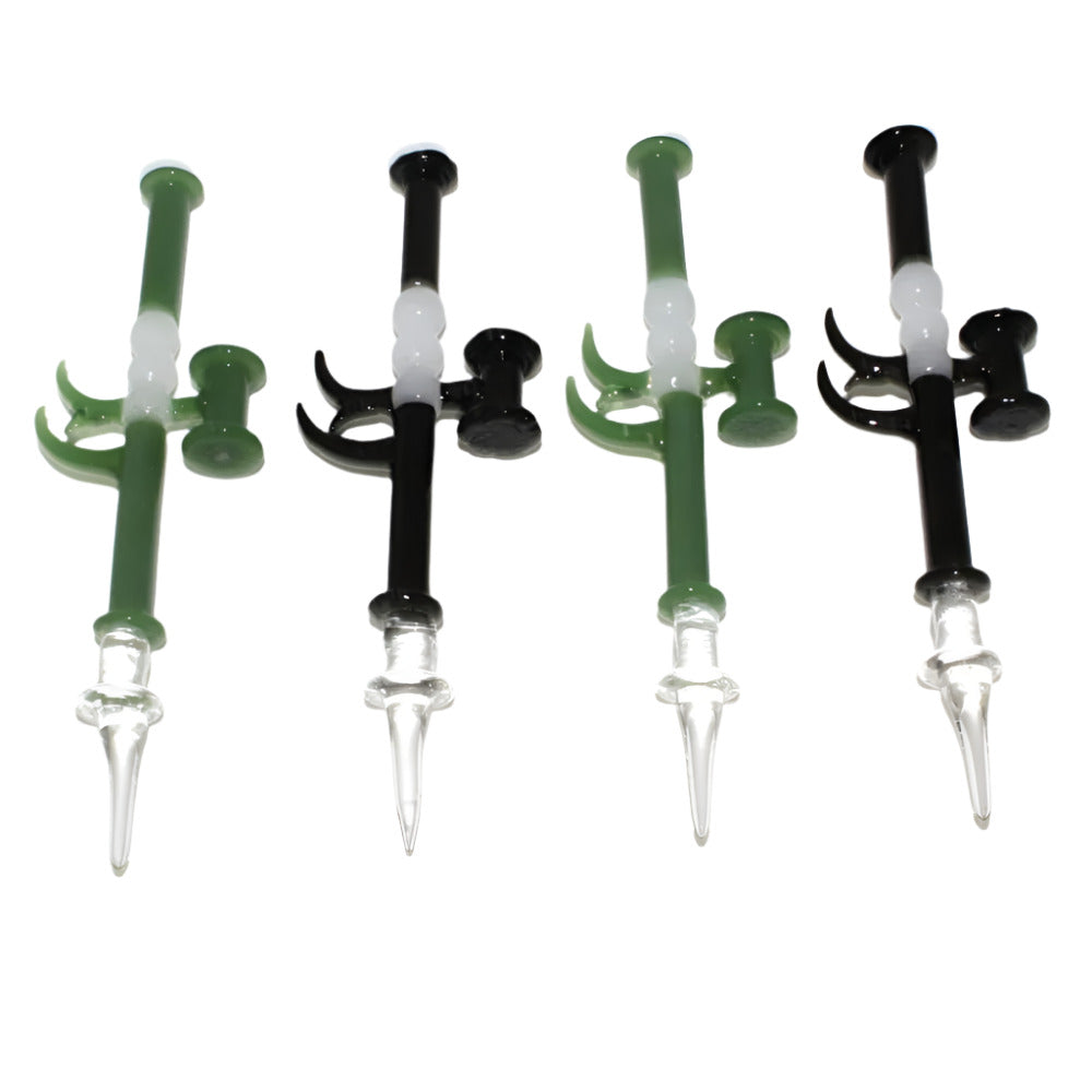 Rifle shape design glass dab tool made from durable heat resistant glass with bold artistic rifle shape compact stylish and easy for precise use