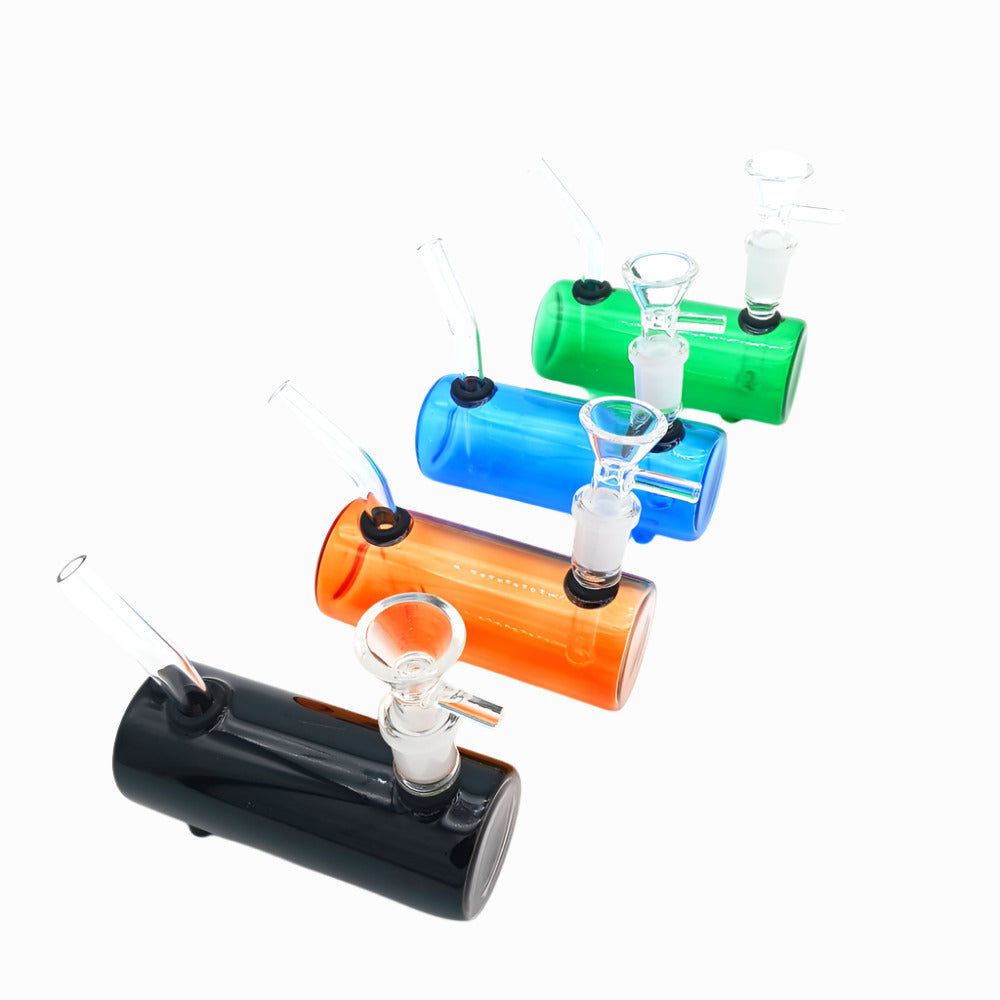 Roller design solid color water pipe with 14mm bowl, crafted from durable glass for smooth airflow, efficient filtration, and a stable easy-to-use smoking experience.